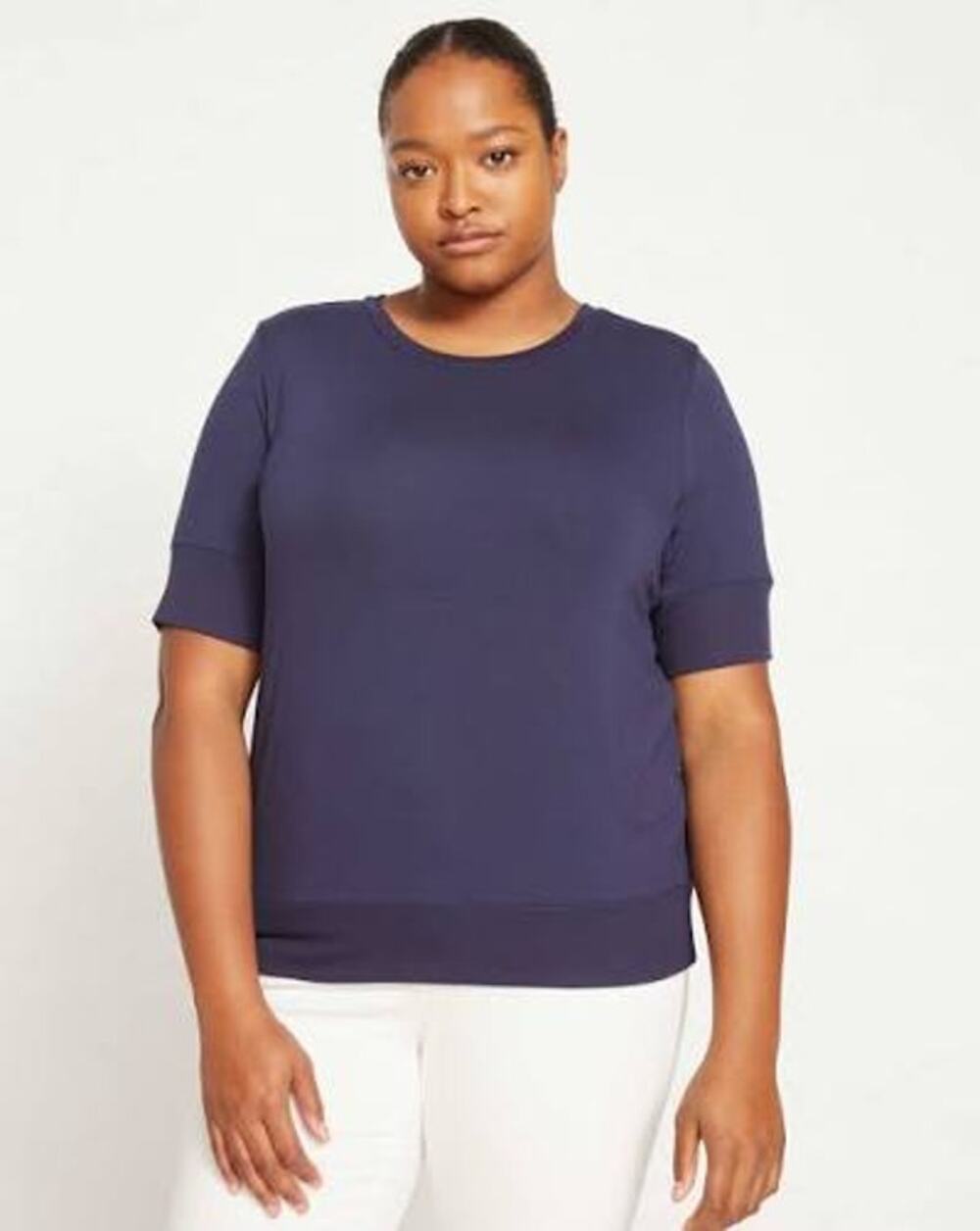 Universal Thread Aimee Liquid Jersey Rib Hem Tee Navy